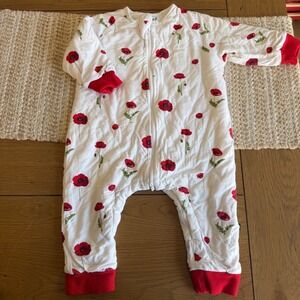 Kyte Baby Slumber suit Sleep Sack 1.0 Tog Floral Print Red Trim Size M 12-18 Mo